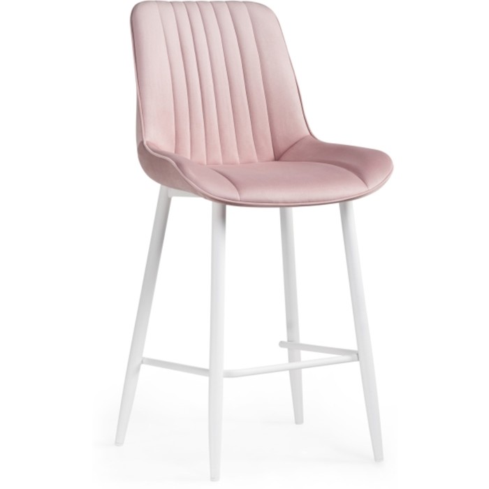 Стул барный Седа металл/велюр, белый/розовый 49x57x102 см