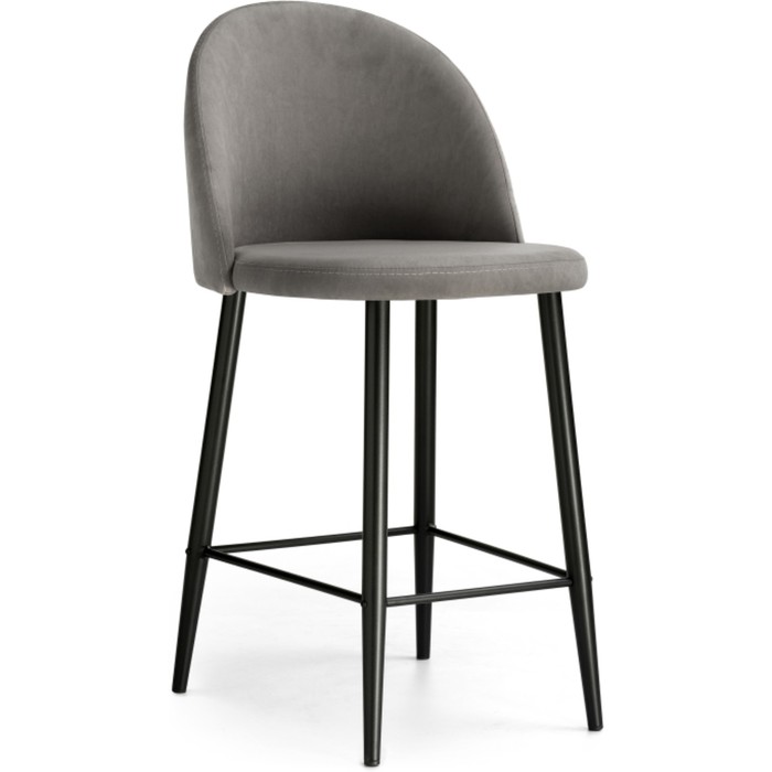 Стул барный Амизуре металл/велюр, черный/серый 48x53x95 см
