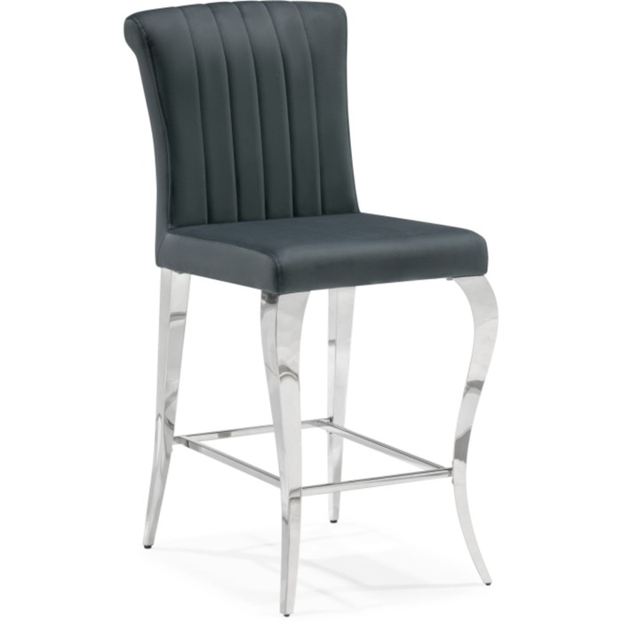 Стул барный Joan металл/велюр, хром/серый 47x64x106 см