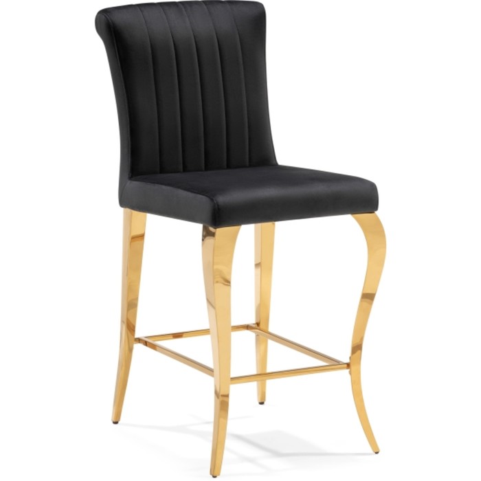 Стул барный Joan металл/велюр, золотой/черный 47x64x106 см