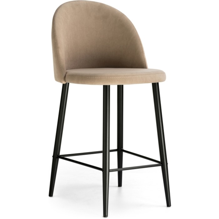 Стул барный Амизуре металл/велюр, черный/бежевый 48x53x95 см