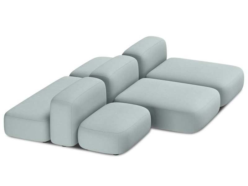 Диван модульный Риббл 6 Букле Мятный